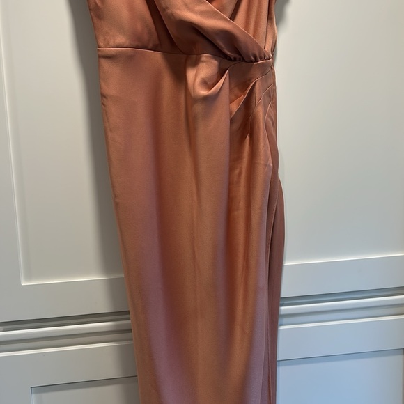 BHLDN Anthropologie Freya Satin Charmeuse Dress Gown Rose Champagne Size 6 NWT - Picture 7 of 16